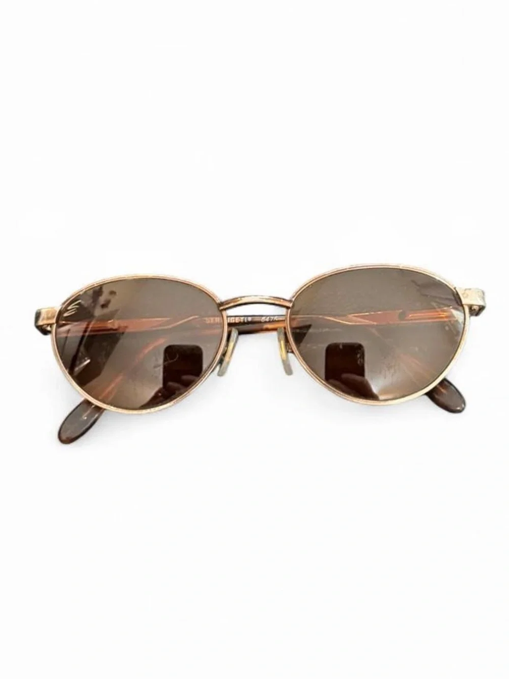 Vintage Serengeti 6475 Oval Sunglasses Gold Metal Frame Brown Driver Lenses USA